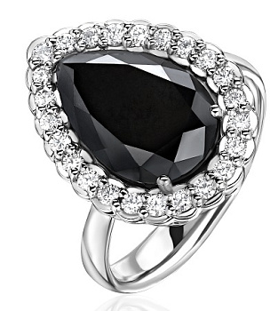 Золотое кольцо черный бриллиант 